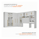 Ver imagem 7 de Guarda Roupa Casal Modulado 5 Peças 12 Portas com Espelho, Cabeceira e Escrivaninha 100% MDF Smart Branco