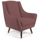 Ver imagem 2 de Poltrona Decorativa Fixa com Puff Pés de Madeira Juliet D02 Veludo Rosê B-305 - Lyam Decor