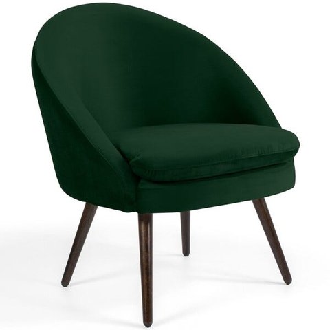 Poltrona Decorativa Fixa Pés Palito Rafa D02 Veludo Verde C-303 - Lyam Decor