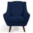 Ver imagem 3 de Poltrona Decorativa Fixa com Puff Pés de Madeira Juliet D02 Veludo Azul Oxford B-304 - Lyam Decor