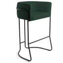 Ver imagem 3 de Kit 03 Banquetas Decorativas Fixa Base de Aço Preto Betina D02 Veludo Verde Musgo B-303 - Lyam