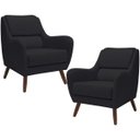 Ver imagem 1 de Kit 2 Poltronas Decorativa de e Recepção Gooby D02 Veludo Preto B-300 - Lyam Decor