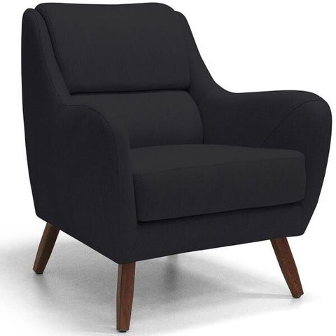 Poltrona Decorativa para e Recepção Gooby D02 Veludo Preto B-300 - Lyam Decor