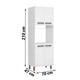 Paneleiro 70cm com Nicho para Microondas Gabi Luciane Branco Polar - 5