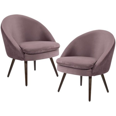 Kit 2 Poltronas Decorativas Fixa Pés Palito Rafa D02 Veludo Rosê C-305 - Lyam Decor
