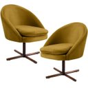 Ver imagem 1 de Kit 2 Poltronas Decorativas Giratória Base X Rafa D02 Veludo Mostarda C-279 - Lyam Decor