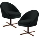 Ver imagem 1 de Kit 2 Poltronas Decorativas Giratória Base X Rafa D02 Veludo Preto C-300 - Lyam Decor
