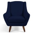 Ver imagem 3 de Poltrona Decorativa Fixa com Puff Pés de Madeira Juliet D02 Veludo Azul Marinho B-287 - Lyam Decor