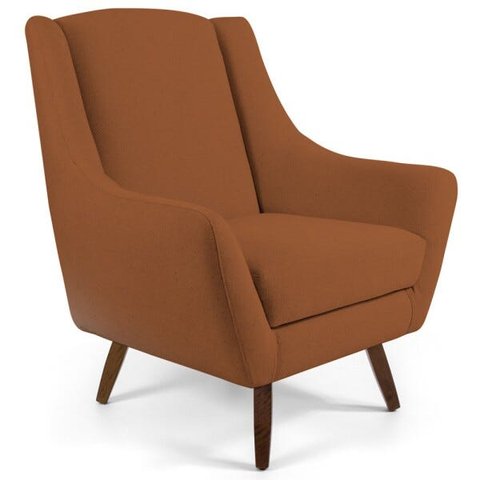 Poltrona Decorativa Fixa Pés de Madeira Juliet D02 Veludo Telha C-262 - Lyam Decor