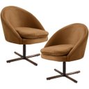 Ver imagem 1 de Kit 2 Poltronas Decorativas Giratória Base X Rafa D02 Veludo Telha C-262 - Lyam Decor