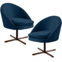 Ver imagem 1 de Kit 2 Poltronas Decorativas Giratória Base X Rafa D02 Veludo Azul Oxford C-304 - Lyam Decor