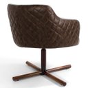 Ver imagem 5 de Kit 2 Poltronas Giratória Base X Jade D02 Linho Bege C-107 Tressê Corano Marrom - Lyam Decor
