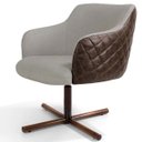 Ver imagem 2 de Kit 2 Poltronas Giratória Base X Jade D02 Linho Bege C-107 Tressê Corano Marrom - Lyam Decor