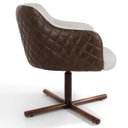Ver imagem 4 de Kit 2 Poltronas Giratória Base X Jade D02 Linho Bege C-107 Tressê Corano Marrom - Lyam Decor