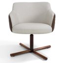 Ver imagem 3 de Kit 2 Poltronas Giratória Base X Jade D02 Linho Bege C-107 Tressê Corano Marrom - Lyam Decor