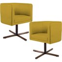 Ver imagem 1 de Kit 2 Poltronas Decorativas Giratória Base X Betina D02 Veludo Mostarda C-279 - Lyam Decor
