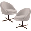 Ver imagem 1 de Kit 2 Poltronas Decorativas Giratória Base X Rafa D02 Veludo Bege C-309 - Lyam Decor