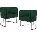 Ver imagem 1 de Kit 2 Poltronas Decorativas Fixa Base de Aço Preto Betina D02 Linho Verde Musgo C-117 - Lyam