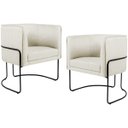 Ver imagem 1 de Kit 2 Poltronas Decorativas Fixa Base de Aço Preto Betina D02 Linho Bege C-107 - Lyam Decor