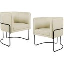 Ver imagem 1 de Kit 2 Poltronas Decorativas Fixa Base de Aço Preto Betina D02 Linho Bege C-129 - Lyam Decor
