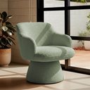 Ver imagem 2 de Poltrona Jade Base Cone Giratória Bouclé Verde Claro - Nexta Casa