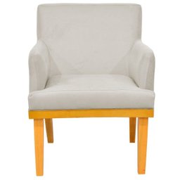 Kit 03 Poltronas Decorativa Para Sala de Estar Base Mel Beatriz W01 Suede Bege - Lyam Decor - 3