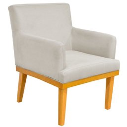 Kit 03 Poltronas Decorativa Para Sala de Estar Base Mel Beatriz W01 Suede Bege - Lyam Decor - 2
