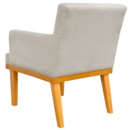 Kit 03 Poltronas Decorativa Para Sala de Estar Base Mel Beatriz W01 Suede Bege - Lyam Decor - 5