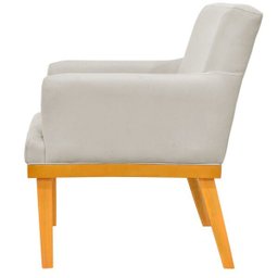 Kit 03 Poltronas Decorativa Para Sala de Estar Base Mel Beatriz W01 Suede Bege - Lyam Decor - 4