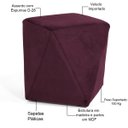 Ver imagem 3 de Puff Decorativo para Sala de Estar Ametista D02 Veludo Marsala B-278