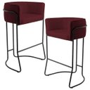 Ver imagem 1 de Kit 02 Banquetas Decorativas Fixa Base de Aço Preto Betina D02 Veludo Marsala C-278 - Lyam Decor