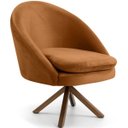 Ver imagem 1 de Poltrona Decorativa Base Giratória de Madeira Rafa D02 Veludo Telha C-262 - Lyam Decor