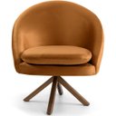 Ver imagem 2 de Poltrona Decorativa Base Giratória de Madeira Rafa D02 Veludo Telha C-262 - Lyam Decor