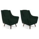 Ver imagem 1 de Kit 2 Poltronas Decorativa Fixa Pés de Madeira Juliet D02 Linho Verde C-117 - Lyam Decor