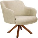Ver imagem 1 de Poltrona Decorativa Base Giratória de Madeira Jade D02 Linho Bege C-129 - Lyam Decor