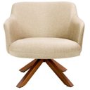 Ver imagem 3 de Kit 2 Poltronas Decorativa Base Giratória de Madeira Jade D02 Linho Bege C-129 - Lyam Decor