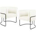 Ver imagem 1 de Kit 2 Poltronas Decorativas Fixa Base de Aço Preto Betina D02 Corano Bege C-26 - Lyam Decor