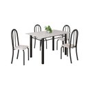 Ver imagem 2 de Conjunto de Mesa Tubular 120cm x 75cm Tampo em Vidro com 4 Cadeiras Iris B Preto/Bege