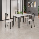 Ver imagem 1 de Conjunto de Mesa Tubular 120cm x 75cm Tampo em Vidro com 4 Cadeiras Iris B Preto/Bege