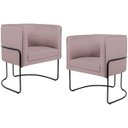 Ver imagem 1 de Kit 2 Poltronas Decorativas Fixa Base de Aço Preto Betina D02 Veludo Rosê B-305 - Lyam Decor