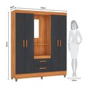 Ver imagem 4 de Guarda-Roupa Vetro Capelinha 150cm com Espelho Grafite - Fellicci Móveis