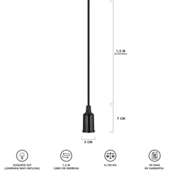Pendente Industrial Cabo Tecido E27 Vintage Cozinha Bancada:Preto - 5