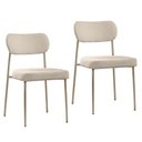 Ver imagem 1 de Cadeira Jantar Estofada Pé Metal Rosê Kit 2 Lavy Boucle Bege S08 - Mpozenato