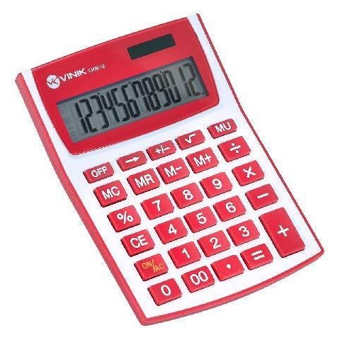 Calculadora De Mesa 12 Dígitos Com Alimentação Solar Ou A Pilha - Cm30 Branca/Vermelho