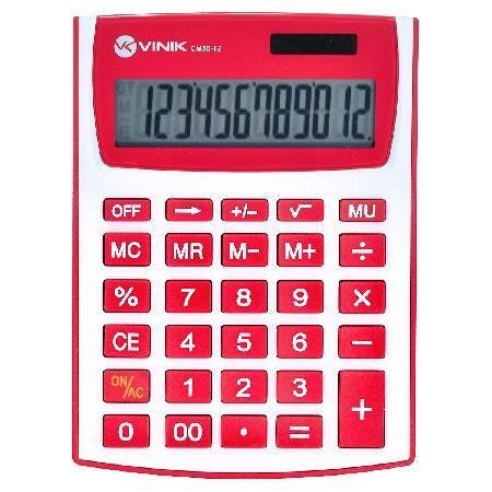 Calculadora De Mesa 12 Dígitos Com Alimentação Solar Ou A Pilha - Cm30 Branca/Vermelho - 3