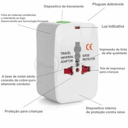 Adaptador Tomada Viagem Compatível Argentina Chile Colombia - 4