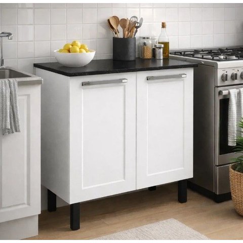 Balcão de Cozinha Florença 2 Portas 70cm Itatiaia Armário Multiuso Cor:branco