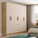 Ver imagem 1 de Roupeiro Troy Carraro Mdp com 6 Portas 3 Gavetas 1,80m no Cor:noce com Off White