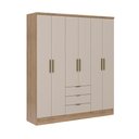 Ver imagem 3 de Roupeiro Troy Carraro Mdp com 6 Portas 3 Gavetas 1,80m no Cor:noce com Off White