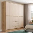 Ver imagem 7 de Roupeiro Troy Carraro Mdp com 6 Portas 3 Gavetas 1,80m no Cor:noce com Off White